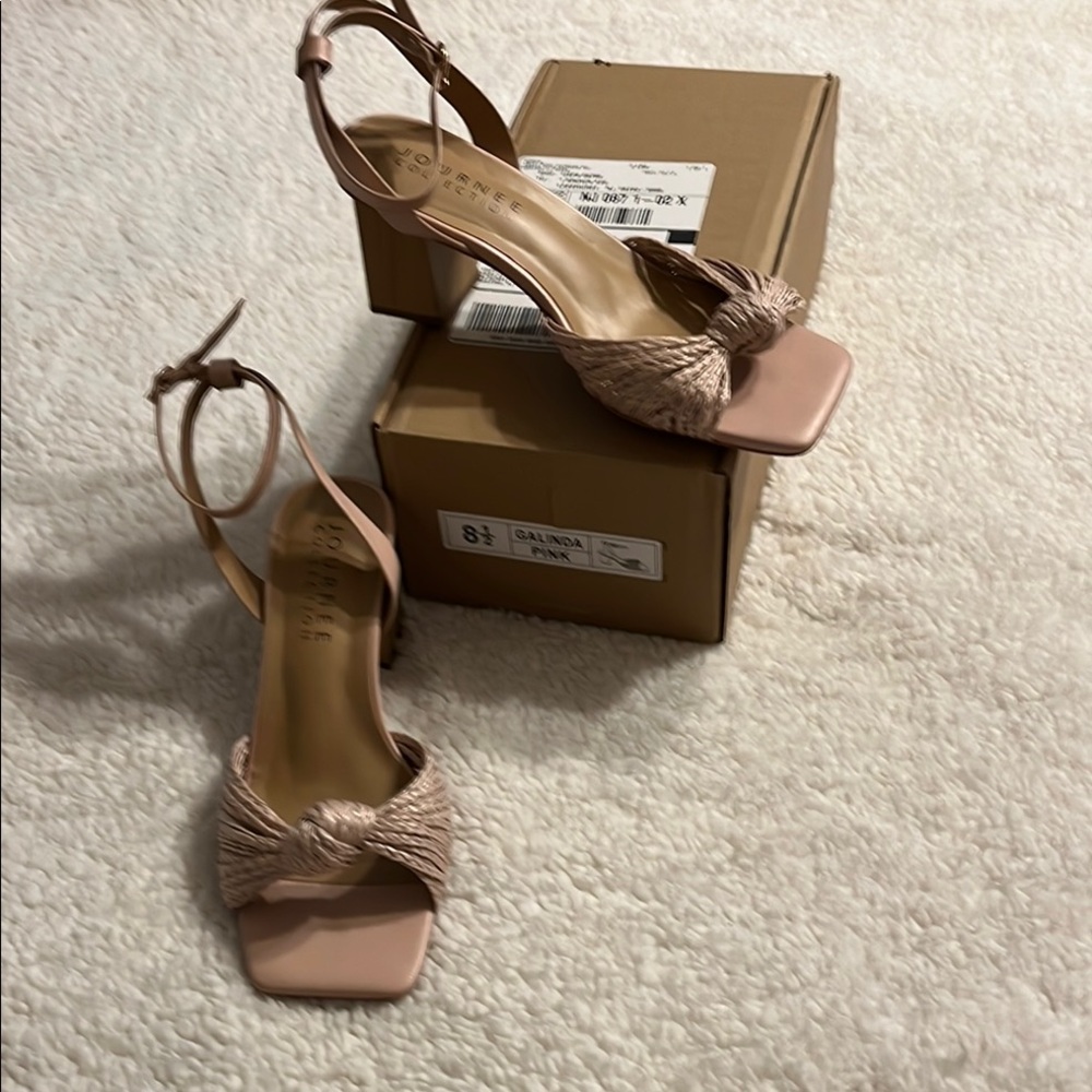 Journee Collection Pink Sandals with Ankle Strap